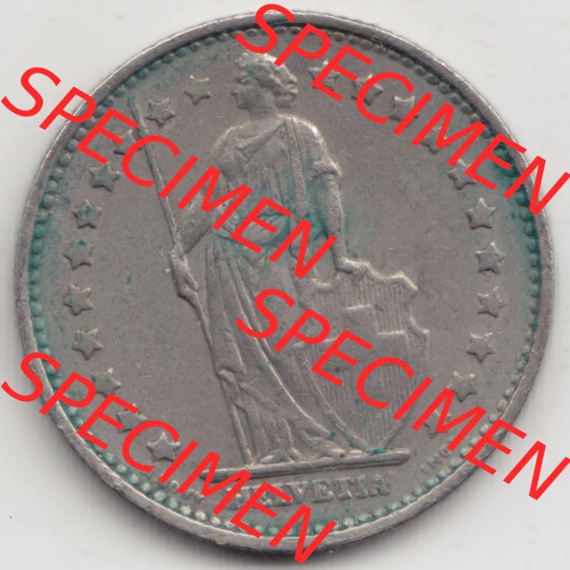 Münzen Schweiz 1968-1982, 1 Franken mit Münzzeichen / Mzz. B 1968 IV., Münzen Vorderseite als Bildmaterial im online Katalog und online Datenbank für Sammler... Sammlung