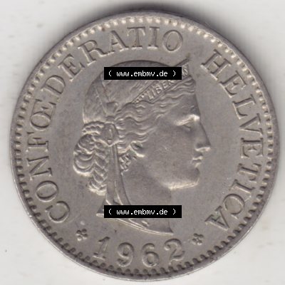 Münzen Schweiz 1940-2018, 10 Rappen B 1962 II., Münzen Vorderseite als Bildmaterial im online Katalog und online Datenbank für Sammler von Schweizer Münzen. Sammlung
