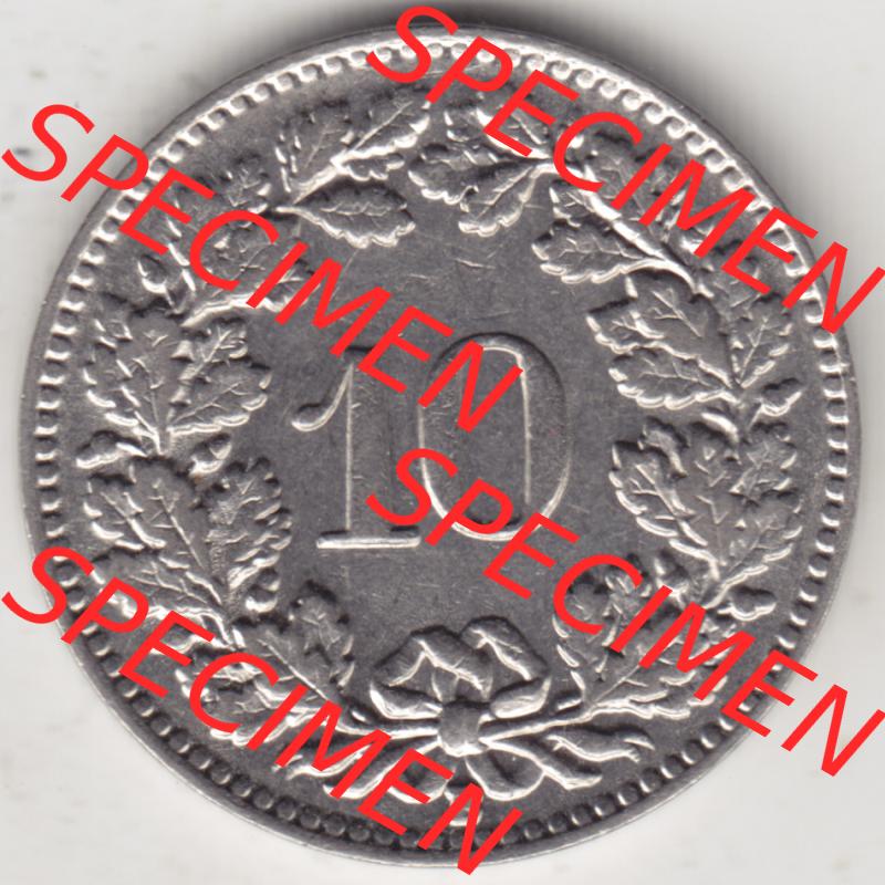 Münzen Schweiz 1932-1939, 10 Rappen B 1934, Münzen Rückseite als Bildmaterial im online Katalog und online Datenbank für Sammler von Schweizer Münzen. Sammlung