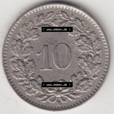 Münzen Schweiz 1940-Heute, 10 Rappen B 1959, Münzen Rückseite als Bildmaterial im online Katalog und online Datenbank für Sammler von Schweizer Münzen. Sammlung