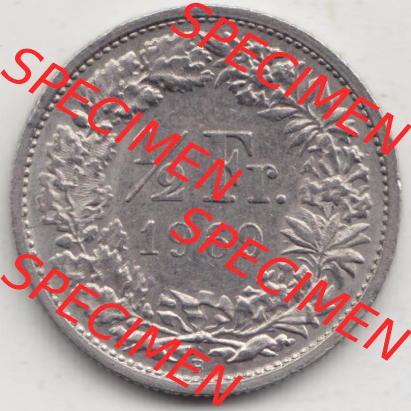 Münzen Schweiz 1968-1982, 1/2 Franken mit Münzzeichen / Mzz. B 1969 III, Münzen Rückseite als Bildmaterial Sammlung