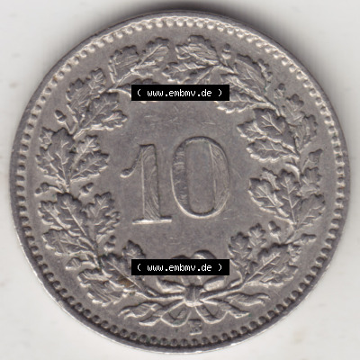Münzen Schweiz 1940-2018, 10 Rappen B 1958, Münzen Rückseite als Bildmaterial im online Katalog und online Datenbank für Sammler... Sammlung
