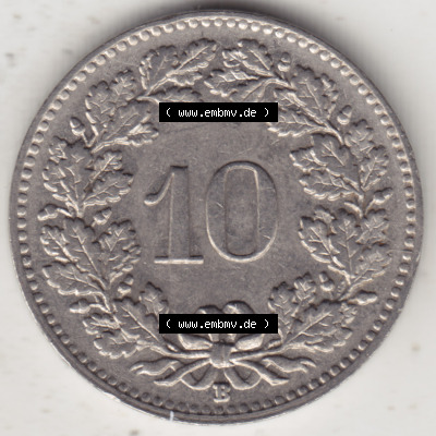 Münzen Schweiz 1932-1939, 10 Rappen B 1934, Münzen Rückseite als Bildmaterial im online Katalog und online Datenbank für Sammler... Sammlung