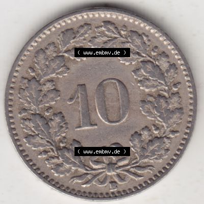 Münzen Schweiz 1919-1931, 10 Rappen B 1925 I., Münzen Rückseite als Bildmaterial im online Katalog und online Datenbank Sammlung
