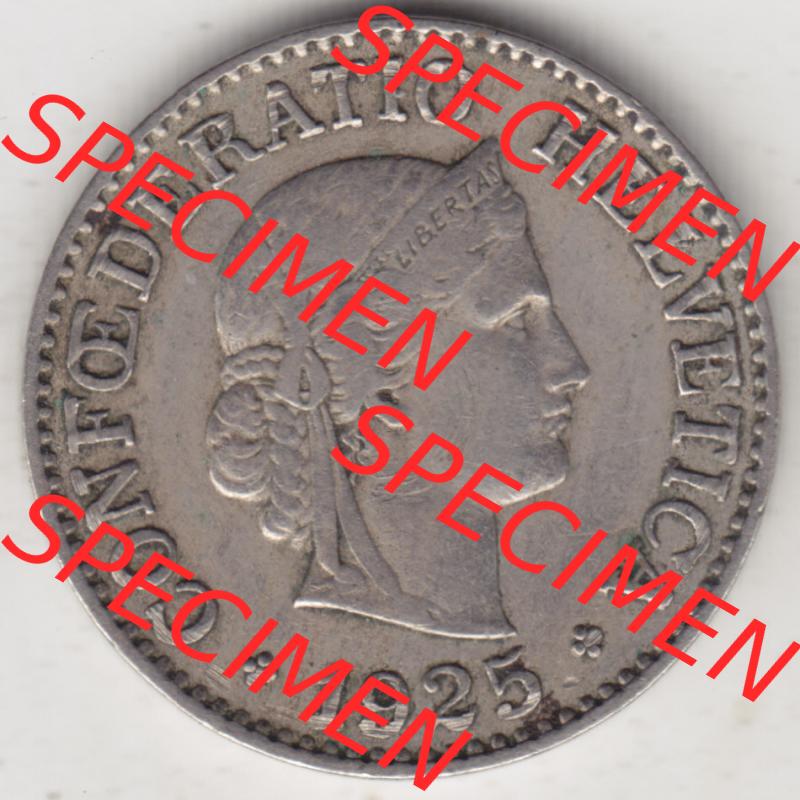 Münzen Schweiz 1919-1931, 10 Rappen B 1925 II., Münzen Vorderseite als Bildmaterial im online Katalog und online Datenbank Sammlung