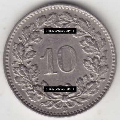 Münzen Schweiz 1940-2018, 10 Rappen B 1958, Münzen Rückseite als Bildmaterial im online Katalog und online Datenbank für Sammler von Schweizer Münzen. Sammlung