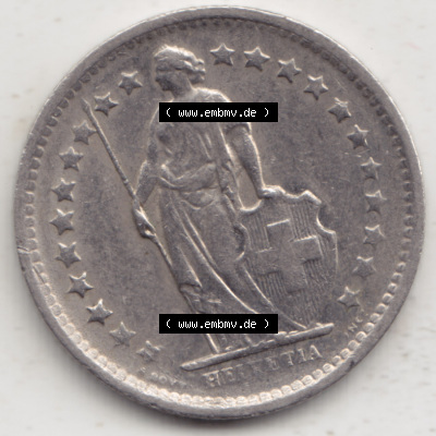 Münzen Schweiz 1968-1982, 1/2 Franken mit Münzzeichen / Mzz. B 1968 II, Münzen Vorderseite als Bildmaterial Sammlung