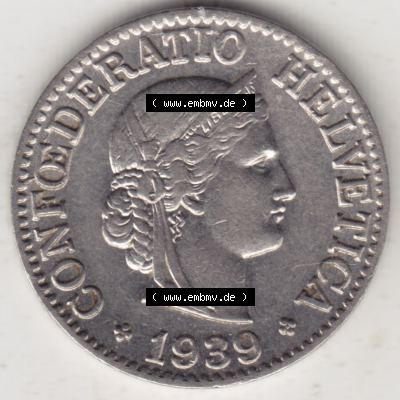 Münzen Schweiz 1932-1939, 10 Rappen B 1939, Münzen Vorderseite als Bildmaterial im online Katalog und online Datenbank für Sammler von Schweizer Münzen. Sammlung