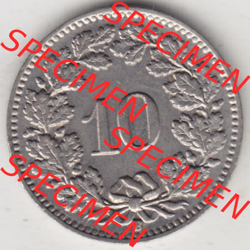 Münzen Schweiz 1932-1939, 10 Rappen B 1938-I, Münzen Rückseite als Bildmaterial im online Katalog und online Datenbank für Sammler von Schweizer Münzen. Sammlung
