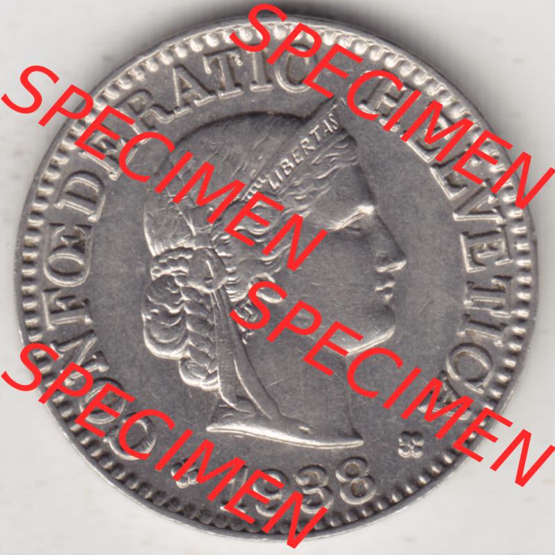 Münzen Schweiz 1932-1939, 10 Rappen B 1938, Münzen Vorderseite als Bildmaterial im online Katalog und online Datenbank für Sammler von Schweizer Münzen. Sammlung