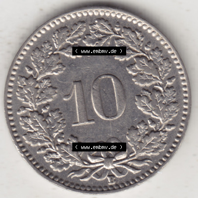 Münzen Schweiz 1932-1939, 10 Rappen B 1938, Münzen Rückseite als Bildmaterial im online Katalog und online Datenbank für Sammler... Sammlung