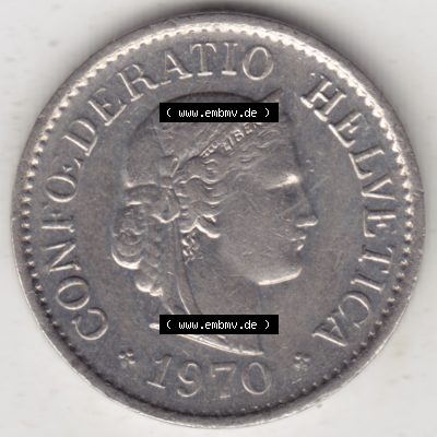 Münzen Schweiz 1940-2018, 10 Rappen B 1970 I., Münzen Vorderseite als Bildmaterial im online Katalog und online Datenbank für Sammler von Schweizer Münzen. Sammlung