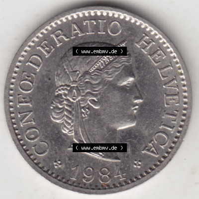 Münzen Schweiz 1940-2018, 10 Rappen B 1984, Münzen Vorderseite als Bildmaterial im online Katalog und online Datenbank für... Sammlung