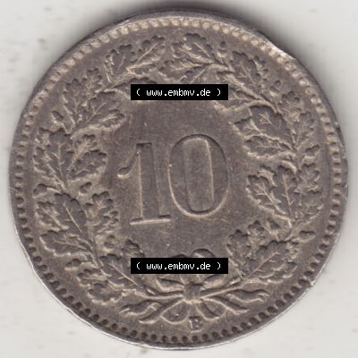 Münzen Schweiz 1919-1931, 10 Rappen B 1925, Münzen Rückseite als Bildmaterial im online Katalog und online Datenbank Sammlung