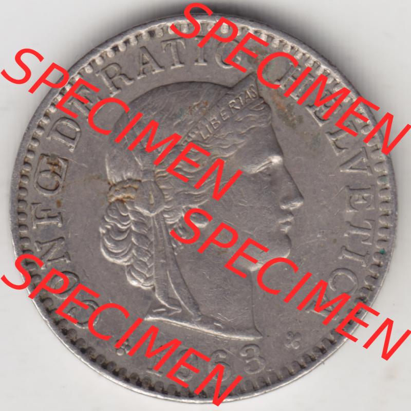 Münzen Schweiz 1939-2018, 20 Rappen Münzzeichen / Mzz. B 1963 II., Münzen Vorderseite als Bildmaterial im online Katalog und online Datenbank für Sammler... Sammlung