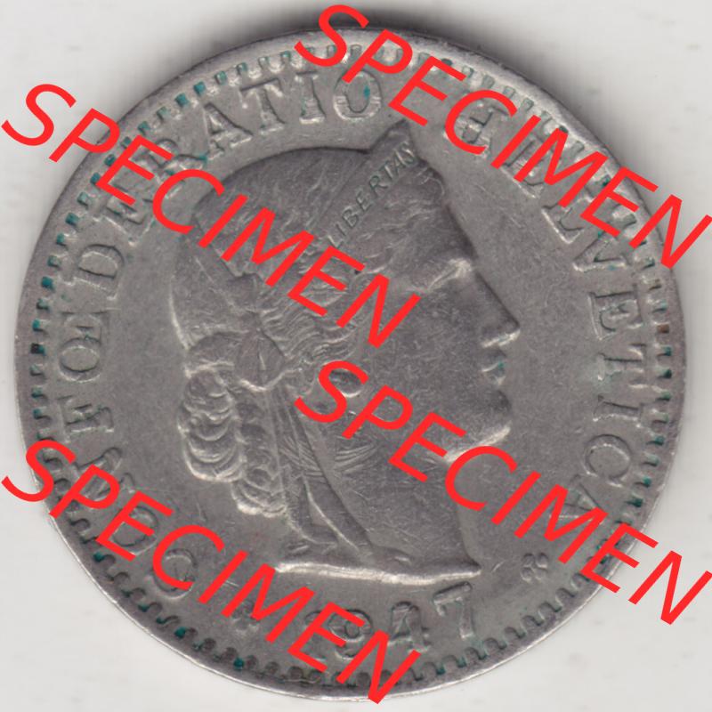 Münzen Schweiz 1939-Heute, 20 Rappen Münzzeichen / Mzz. B 1947 II, Münzen Vorderseite als Bildmaterial im online Katalog und online Datenbank für Sammler von... Sammlung