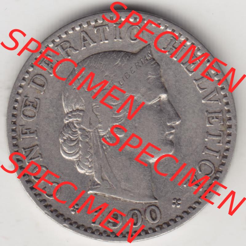 Münzen Schweiz 1881-1938, 20 Rappen Münzzeichen / Mzz. B 1900, Münzen Vorderseite als Bildmaterial im online Katalog und online Datenbank für Sammler von Schweizer... Sammlung
