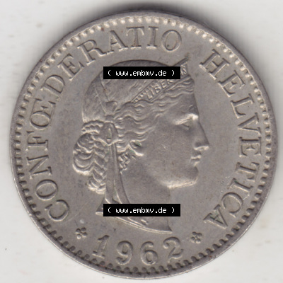 Münzen Schweiz 1940-2018, 10 Rappen B 1962 II., Münzen Vorderseite als Bildmaterial im online Katalog und online Datenbank für... Sammlung