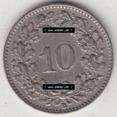 Münzen Schweiz 1919-1931, 10 Rappen B 1931, Münzen Rückseite als Bildmaterial im online Katalog und online Datenbank Sammlung