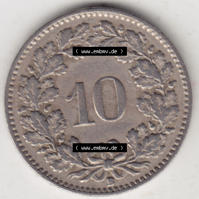Münzen Schweiz 1919-1931, 10 Rappen B 1925 I., Münzen Rückseite als Bildmaterial im online Katalog und online Datenbank Sammlung
