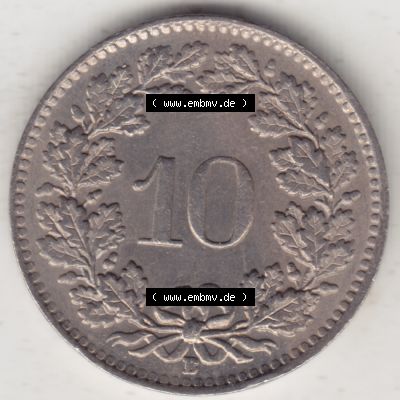 Münzen Schweiz 1940-Heute, 10 Rappen B 1949, Münzen Rückseite als Bildmaterial im online Katalog und online Datenbank für Sammler von Schweizer Münzen. Sammlung