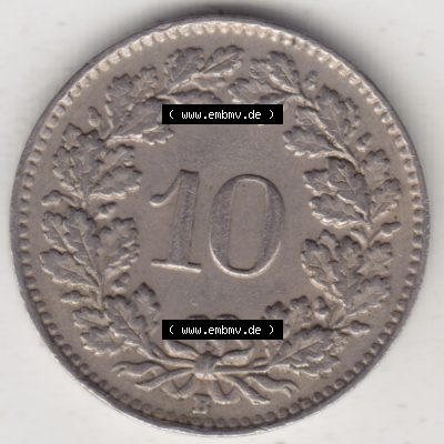 Münzen Schweiz 1940-Heute, 10 Rappen B 1948, Münzen Rückseite als Bildmaterial im online Katalog und online Datenbank für Sammler von Schweizer Münzen. Sammlung