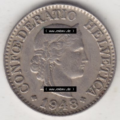 Münzen Schweiz 1940-Heute, 10 Rappen B 1948, Münzen Vorderseite als Bildmaterial im online Katalog und online Datenbank für Sammler von Schweizer Münzen. Sammlung