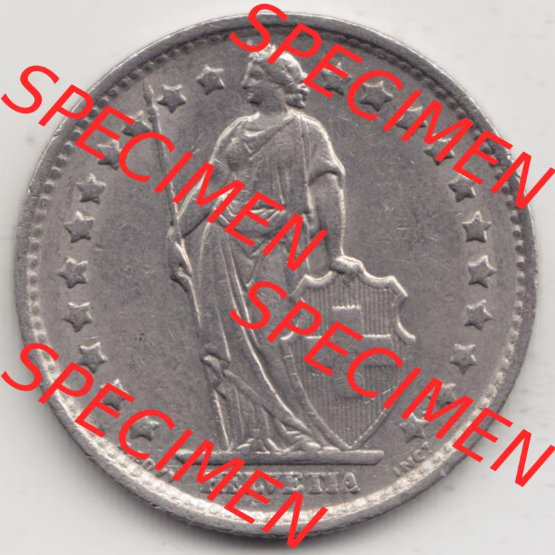 Münzen Schweiz 1968-1982, 1 Franken mit Münzzeichen / Mzz. B 1975, Münzen Vorderseite als Bildmaterial im online Katalog und online Datenbank für Sammler von... Sammlung