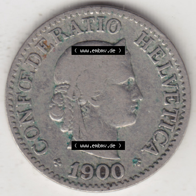 Münzen Schweiz 1879-1915, 10 Rappen B 1900, Münzen Vorderseite als Bildmaterial im online Katalog und online Datenbank Sammlung