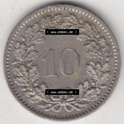 Münzen Schweiz 1940-2018, 10 Rappen B 1974 I., Münzen Rückseite als Bildmaterial im online Katalog und online Datenbank für Sammler von Schweizer Münzen. Sammlung