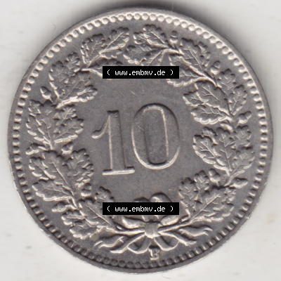 Münzen Schweiz 1932-1939, 10 Rappen B 1938-I, Münzen Rückseite als Bildmaterial im online Katalog und online Datenbank für... Sammlung