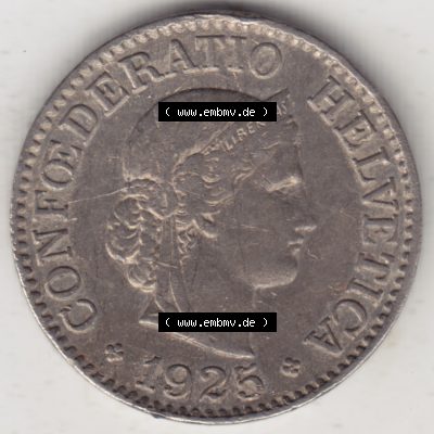 Münzen Schweiz 1919-1931, 10 Rappen B 1925, Münzen Vorderseite als Bildmaterial im online Katalog und online Datenbank Sammlung