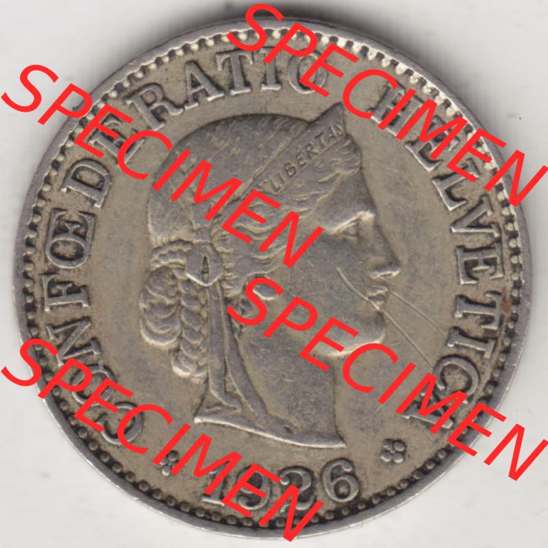 Münzen Schweiz 1919-1931, 10 Rappen B 1926, Münzen Vorderseite als Bildmaterial im online Katalog und online Datenbank Sammlung