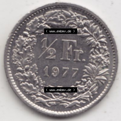 Münzen Schweiz 1968-Heute, Halber Franken, Münzen Rückseite als Bildmaterial Sammlung