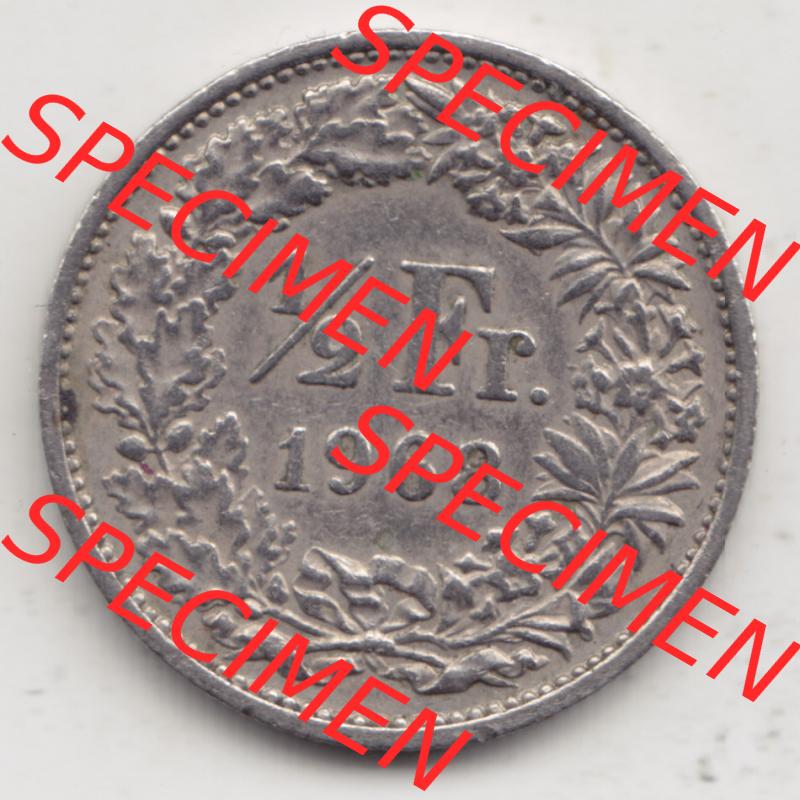 Münzen Schweiz 1968-1982, 1/2 Franken mit Münzzeichen / Mzz. B 1968, Münzen Rückseite als Bildmaterial Sammlung
