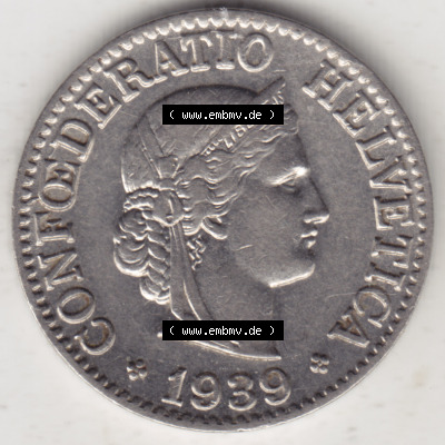 Münzen Schweiz 1932-1939, 10 Rappen B 1939, Münzen Vorderseite als Bildmaterial im online Katalog und online Datenbank für... Sammlung