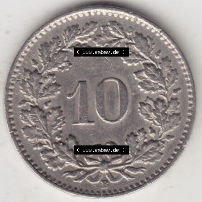 Münzen Schweiz 1940-2018, 10 Rappen B 1962 I., Münzen Rückseite als Bildmaterial im online Katalog und online Datenbank für Sammler von Schweizer Münzen. Sammlung