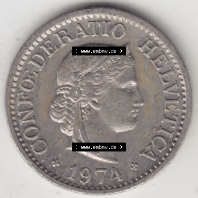 Münzen Schweiz 1940-2018, 10 Rappen B 1974 I., Münzen Vorderseite als Bildmaterial im online Katalog und online Datenbank für... Sammlung