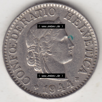 Münzen Schweiz 1940-Heute, 10 Rappen B 1944 II, Münzen Vorderseite als Bildmaterial im online Katalog und online Datenbank für... Sammlung