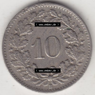 Münzen Schweiz 1940-Heute, 10 Rappen B 1946, Münzen Rückseite als Bildmaterial im online Katalog und online Datenbank für Sammler von Schweizer Münzen. Sammlung
