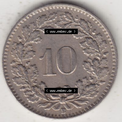 Münzen Schweiz 1940-Heute, 10 Rappen B 1943, Münzen Rückseite als Bildmaterial im online Katalog und online Datenbank für Sammler von Schweizer Münzen. Sammlung