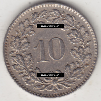 Münzen Schweiz 1919-1931, 10 Rappen B 1930 II., Münzen Rückseite als Bildmaterial im online Katalog und online Datenbank Sammlung