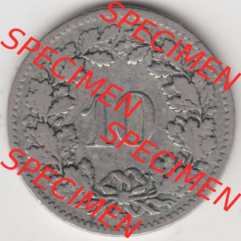 Münzen Schweiz 1879-1915, 10 Rappen B 1900, Münzen Rückseite als Bildmaterial im online Katalog und online Datenbank Sammlung