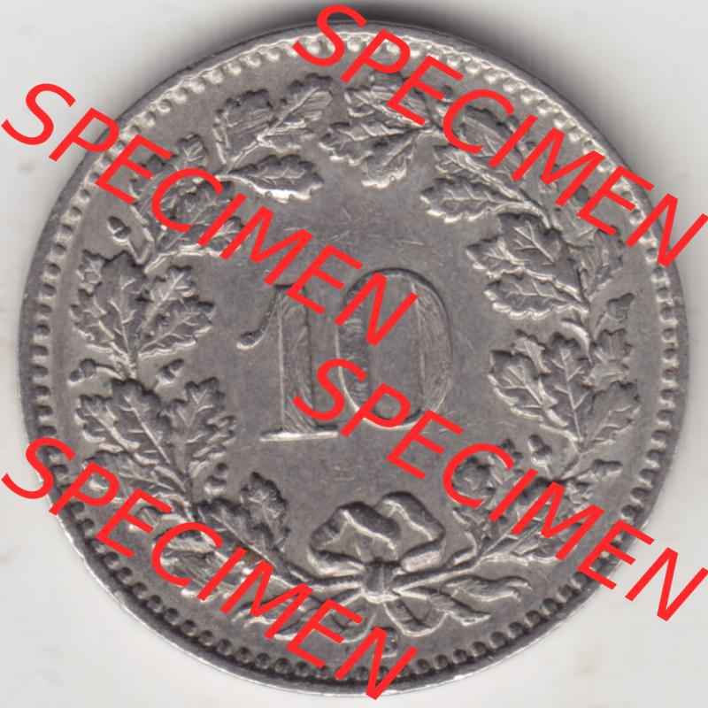 Münzen Schweiz 1940-2018, 10 Rappen B 1958, Münzen Rückseite als Bildmaterial im online Katalog und online Datenbank für Sammler von Schweizer Münzen. Sammlung