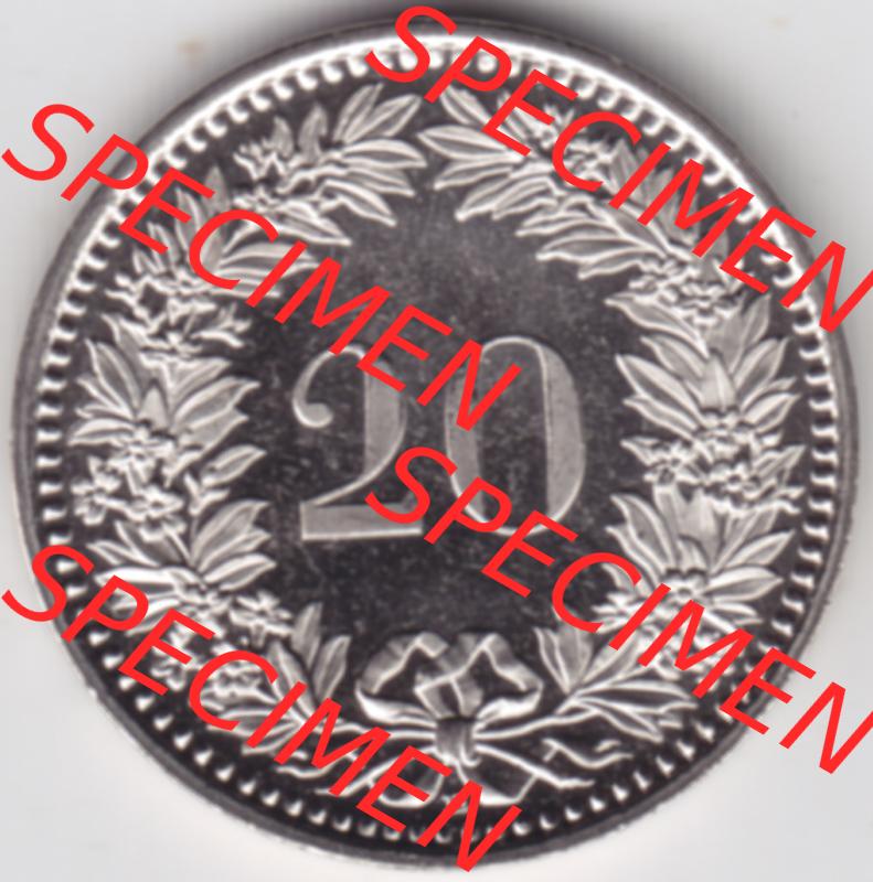 Münzen Schweiz 1939-2018, 20 Rappen B 2003, Münzen Rückseite als Bildmaterial im online Katalog und online Datenbank für Sammler von Schweizer Münzen. Sammlung