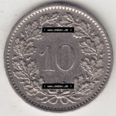 Münzen Schweiz 1940-2018, 10 Rappen B 1974 II., Münzen Rückseite als Bildmaterial im online Katalog und online Datenbank für Sammler von Schweizer Münzen. Sammlung