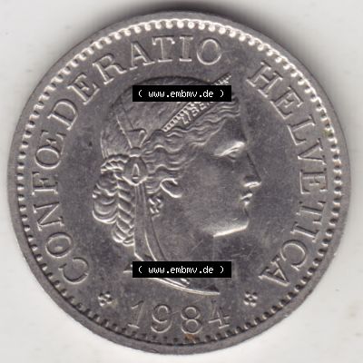 Münzen Schweiz 1940-2018, 10 Rappen B 1984, Münzen Vorderseite als Bildmaterial im online Katalog und online Datenbank für Sammler von Schweizer Münzen. Sammlung