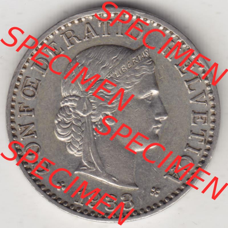 Münzen Schweiz 1881-1938, 20 Rappen Münzzeichen / Mzz. B 1933 II., Münzen Vorderseite als Bildmaterial im online Katalog und online Datenbank für Sammler... Sammlung