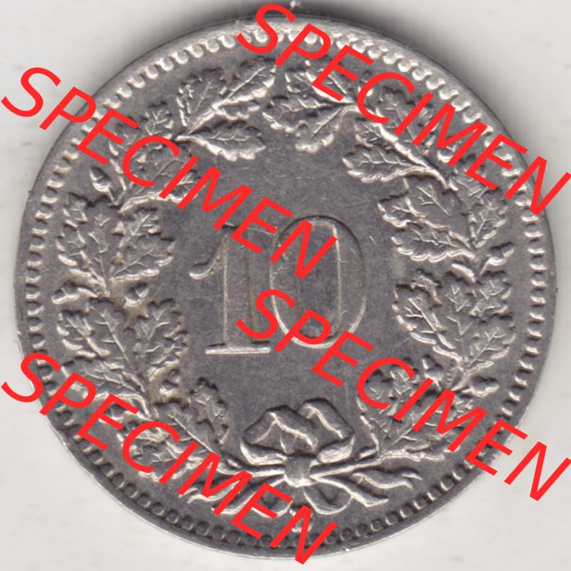 Münzen Schweiz 1932-1939, 10 Rappen B 1939, Münzen Rückseite als Bildmaterial im online Katalog und online Datenbank für Sammler von Schweizer Münzen. Sammlung