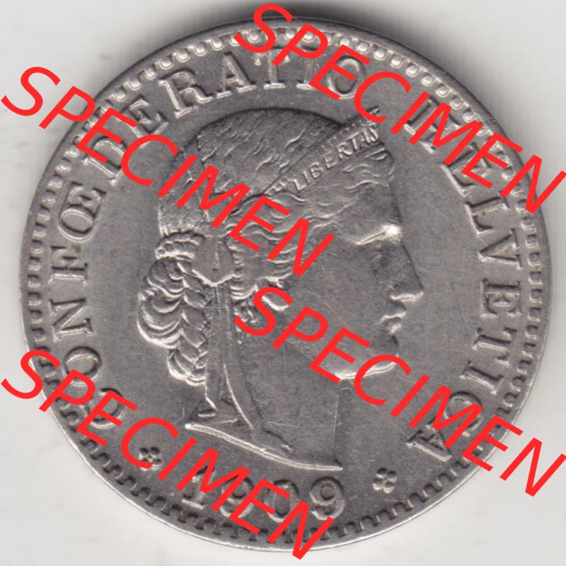 Münzen Schweiz 1881-1938, 20 Rappen Münzzeichen / Mzz. B 1909, Münzen Vorderseite als Bildmaterial im online Katalog und online Datenbank für Sammler von Schweizer... Sammlung